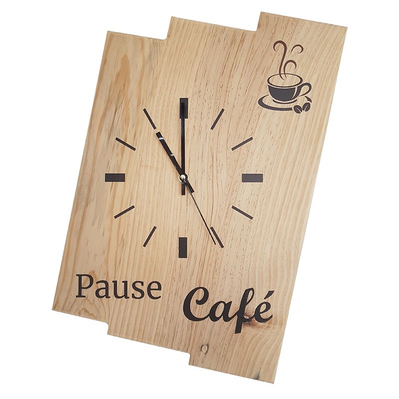 Autocollant Mural Horloge DIY Thème Café - Décoration Murale Créative Avec Chiffres Tasses, à Personnaliser (rouge)