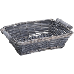 Corbeille osier/bois gris